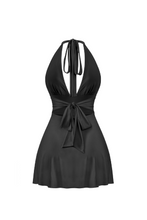 Load image into Gallery viewer, Winter Halter Mini Dress (Black)