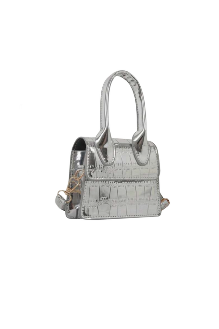 Eon Mini Hourglass Croc Bag (Silver)