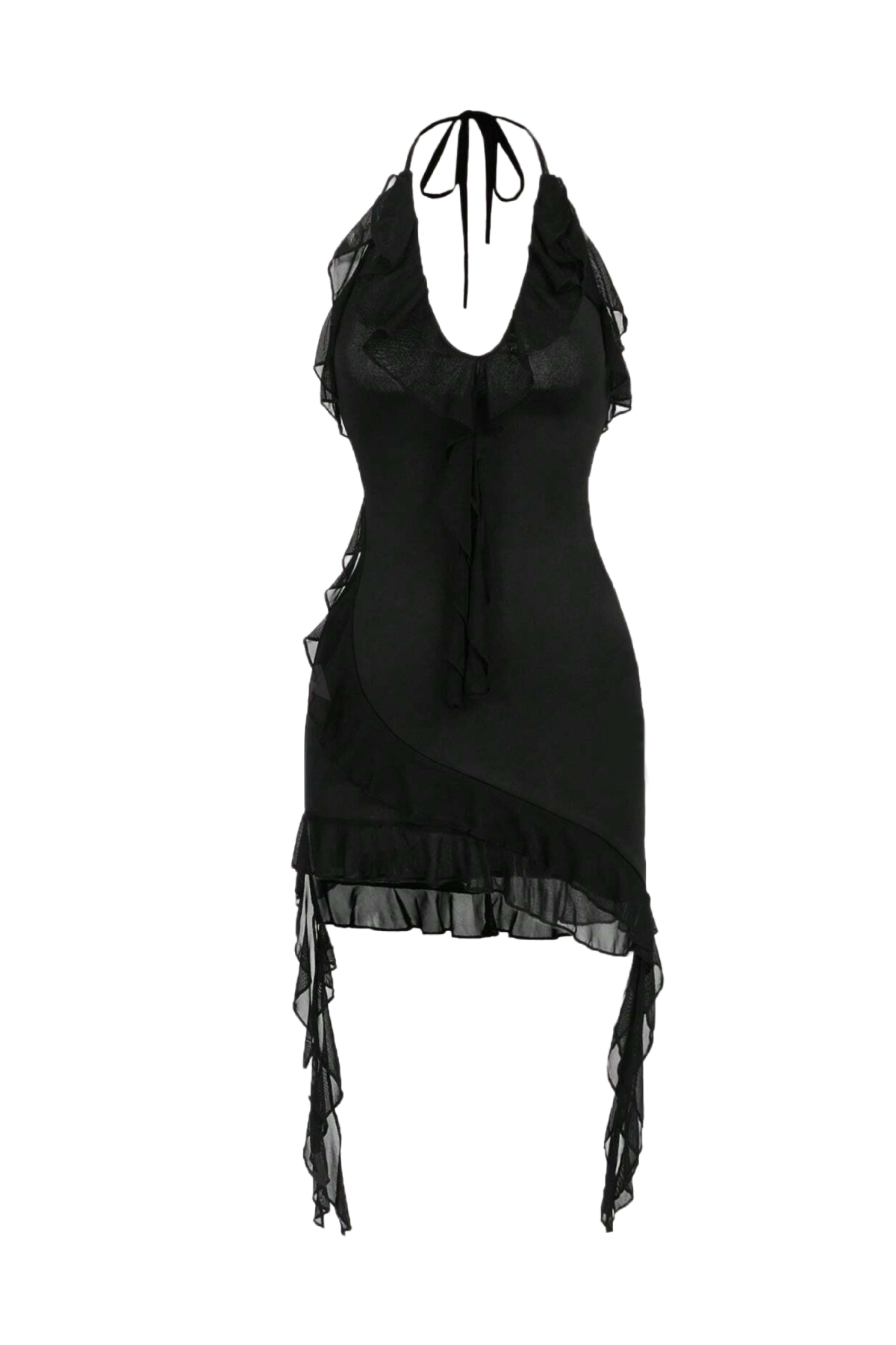 Abigail Halter Ruffle Dress (Black) Shop Israella Abigail Halter Ruffle Dress (Black) Shop Israella
