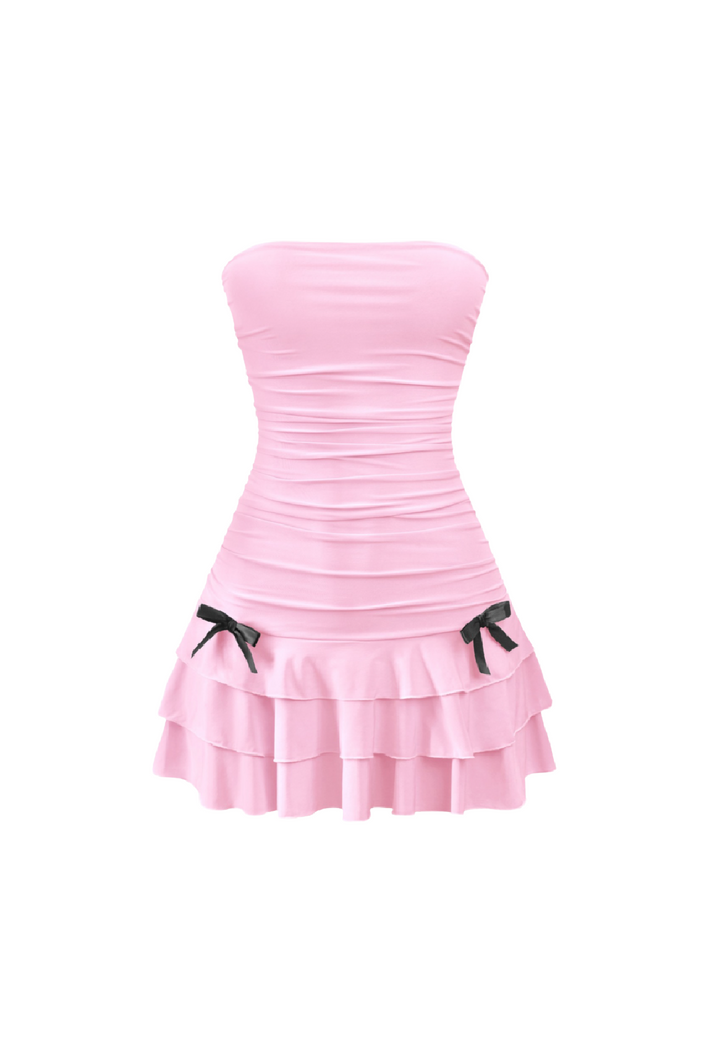 Fairies Mini Ruched Dress (Pink)