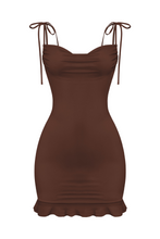 Load image into Gallery viewer, Jaylin Cowl Mini Dress (Chocolate Brown)