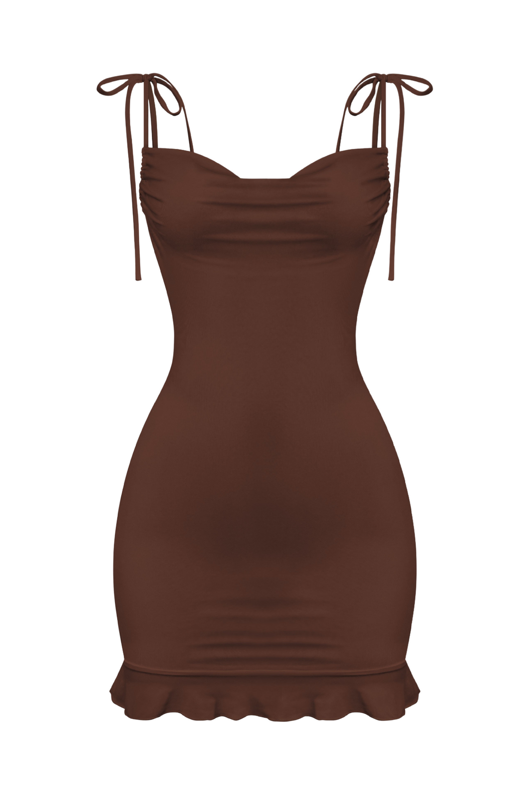 Jaylin Cowl Mini Dress (Chocolate Brown)