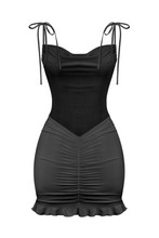 Load image into Gallery viewer, Jaylin Cowl Mini Dress  (Black)