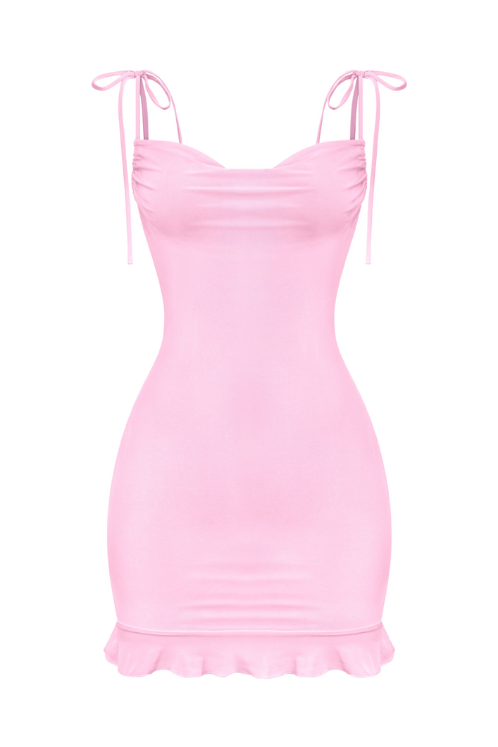 Jaylin Cowl Mini Dress (Pink)