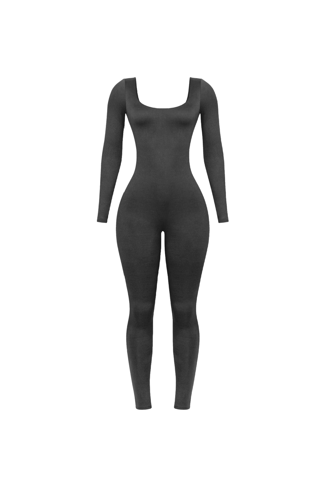 Yana Long Sleeve Scooped Neck Jumpsuit (Black)