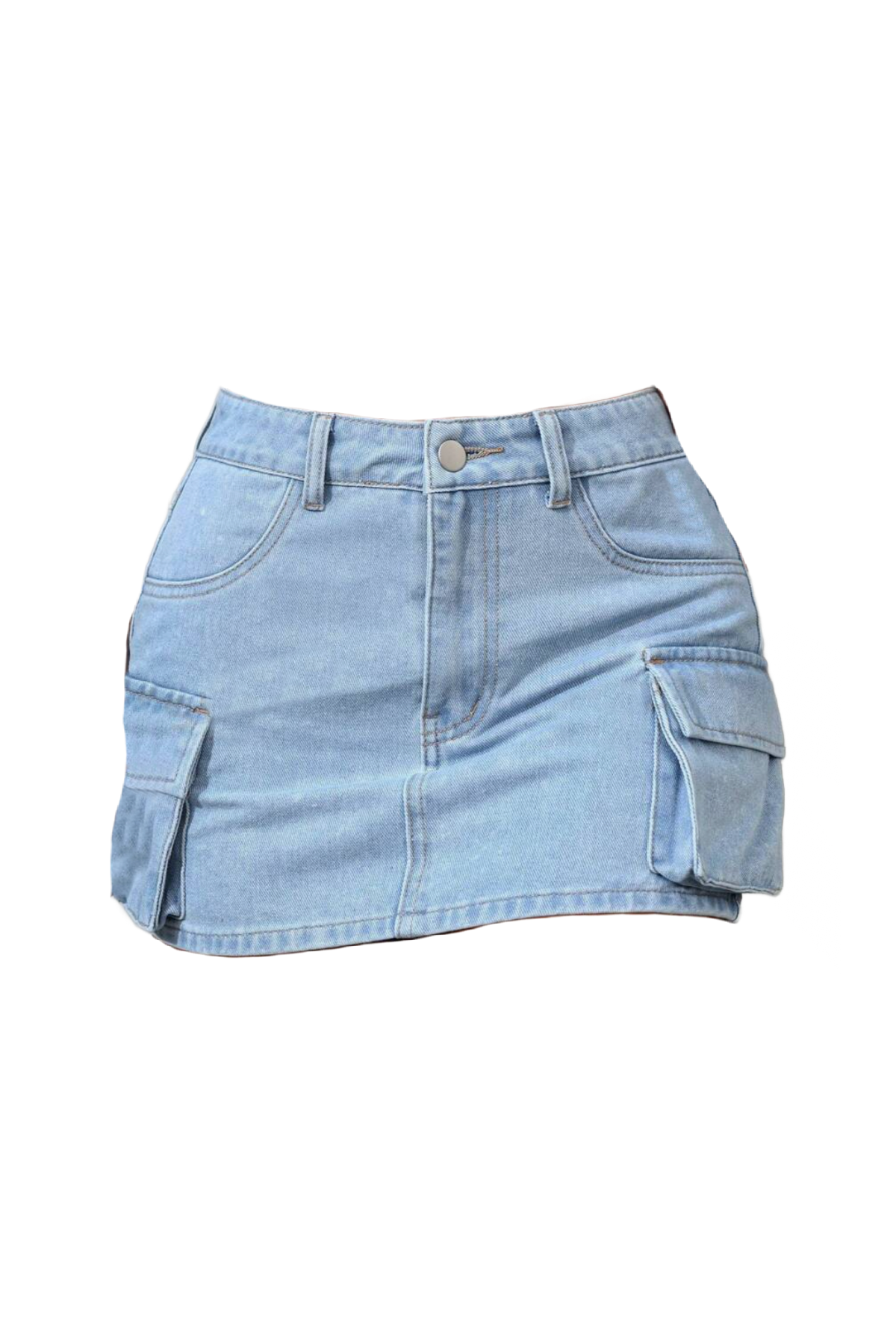 Raisa Cargo Mini Skirt (Light Wash Denim)