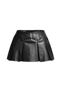 Leather pleated skirt black hot sale