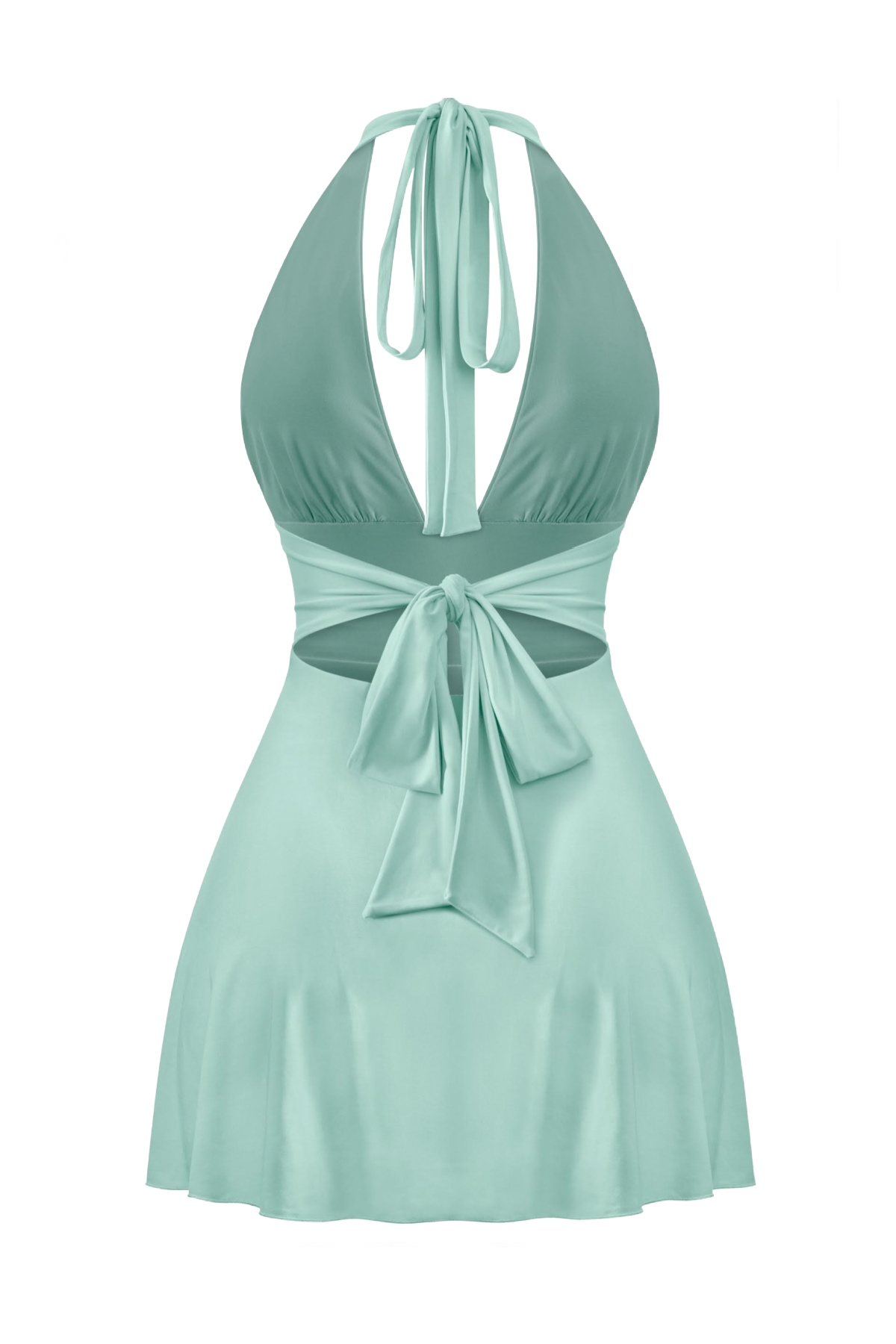 Winter Halter Mini Dress (Sage Green) Shop Israella Winter Halter Mini Dress (Sage Green) Shop Israella