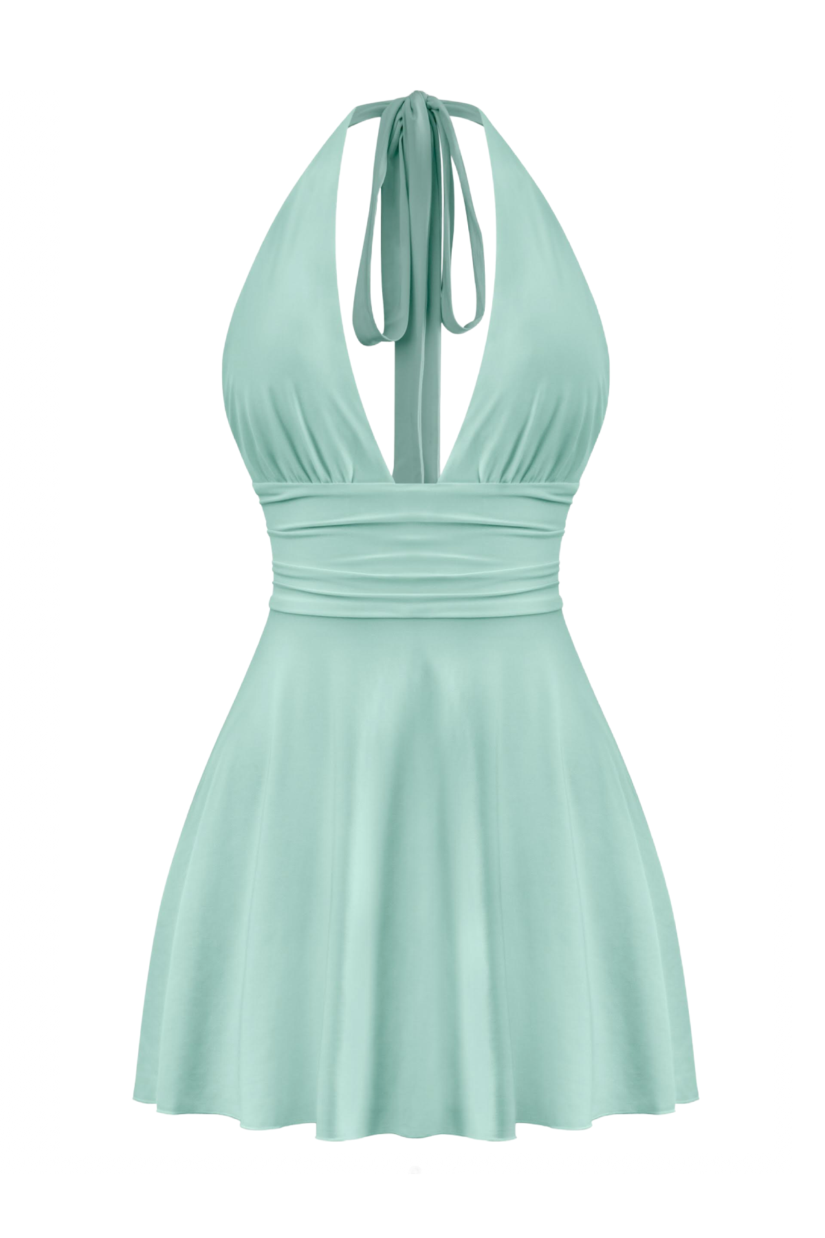 Winter Halter Mini Dress (Sage Green)