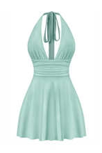 Load image into Gallery viewer, Winter Halter Mini Dress (Sage Green)