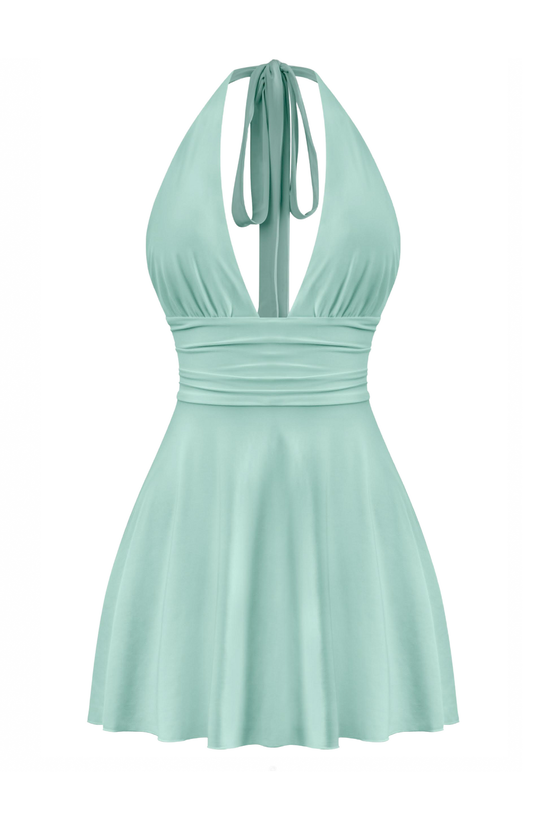 Winter Halter Mini Dress (Sage Green)