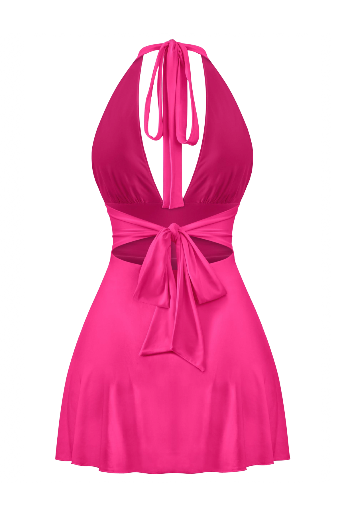 Winter Halter Mini Dress (Fuchsia Pink)