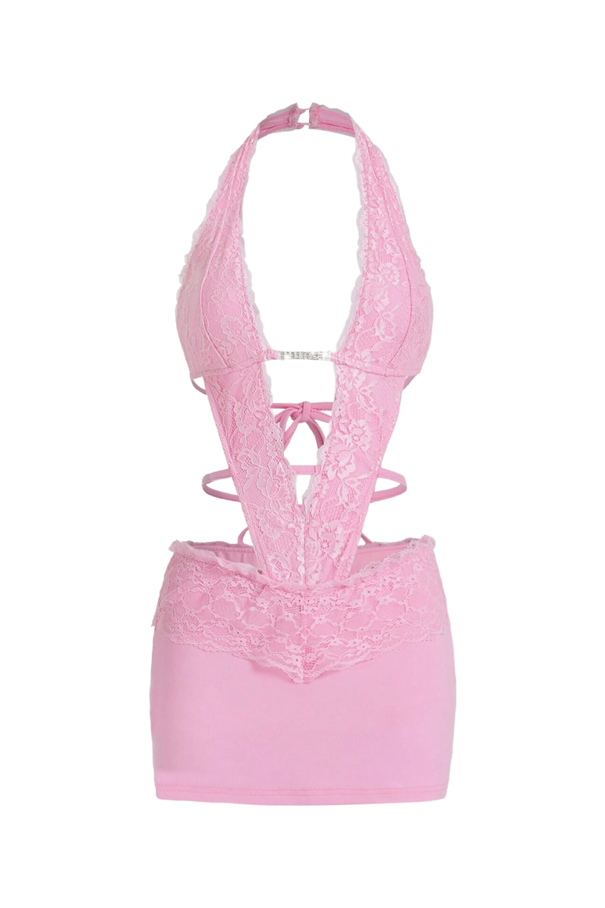 Inaya Deep V Mini Dress (Baby Pink)