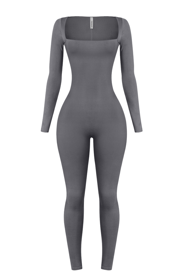 Elenna Long Sleeve Jumpsuit (Charcoal)