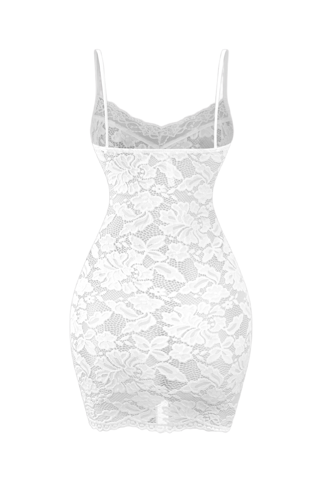 Noir Sheer Lace Mini Dress (White)
