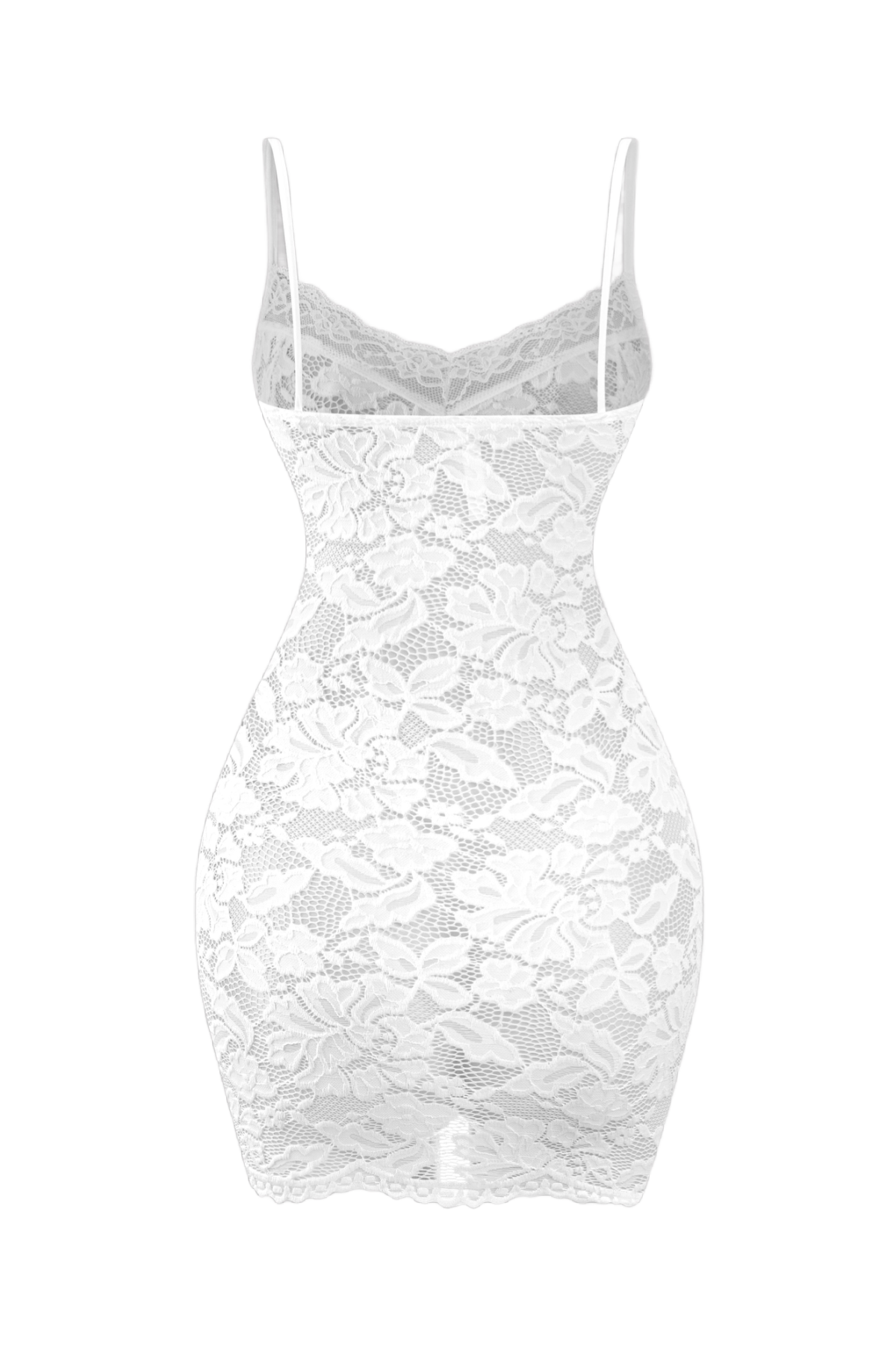 Noir Sheer Lace Mini Dress (White)