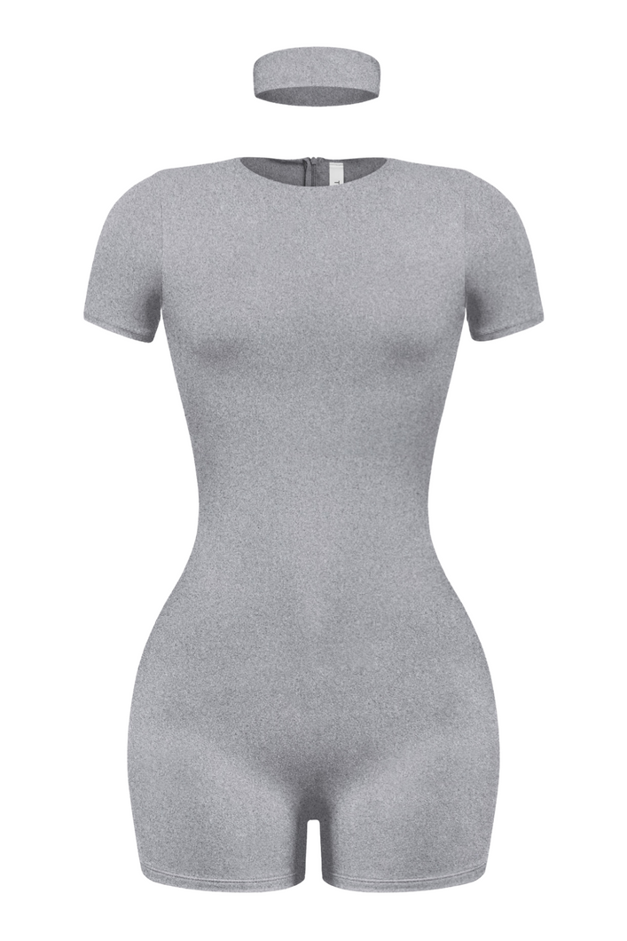 Luna Romper W/ Headband (Heather Grey)