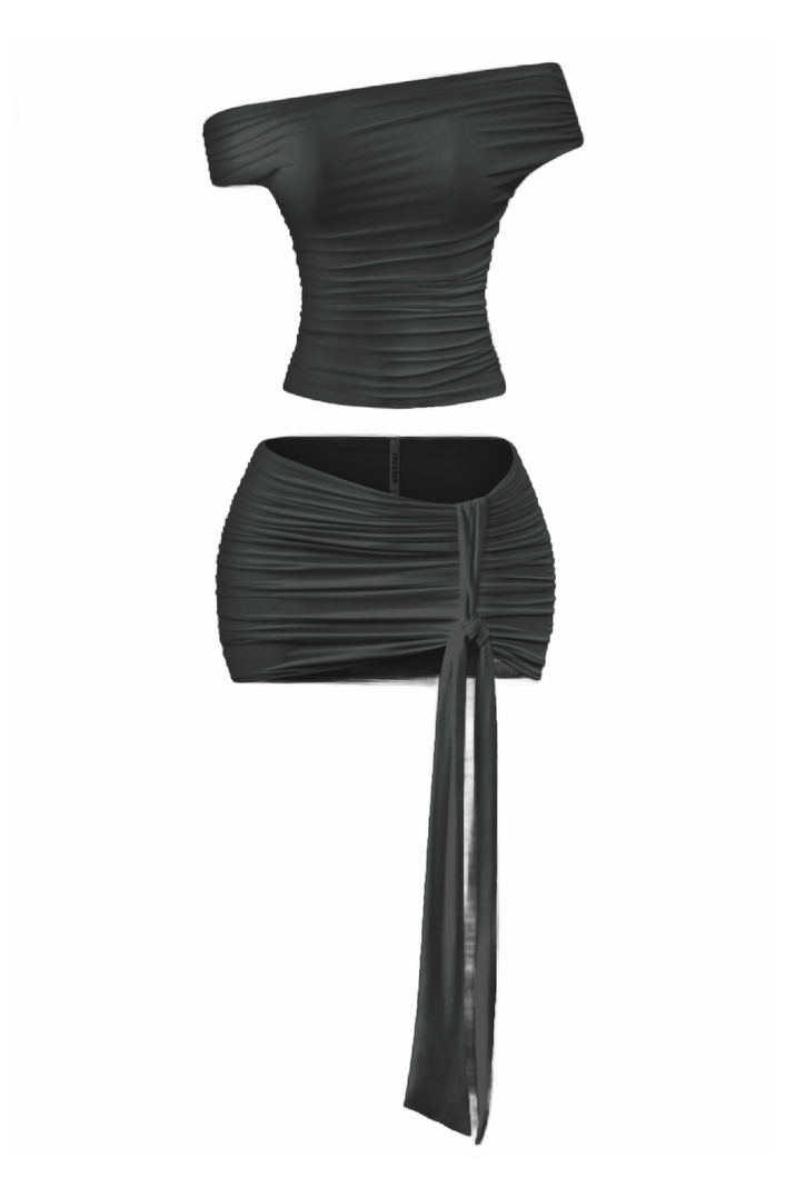 Genevieve Mini Skirt Set (Black)
