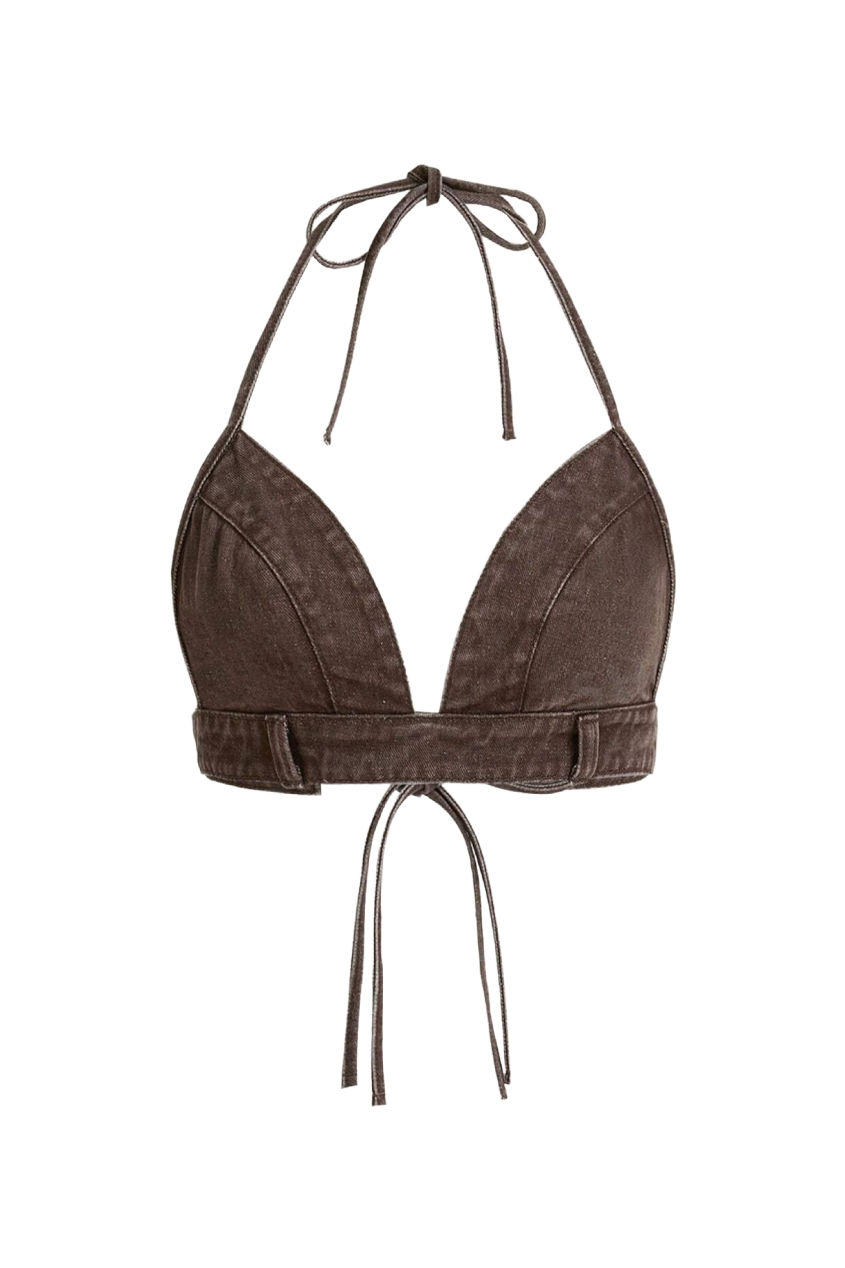 Wolf Backless Crop Top (Chocolate Brown)