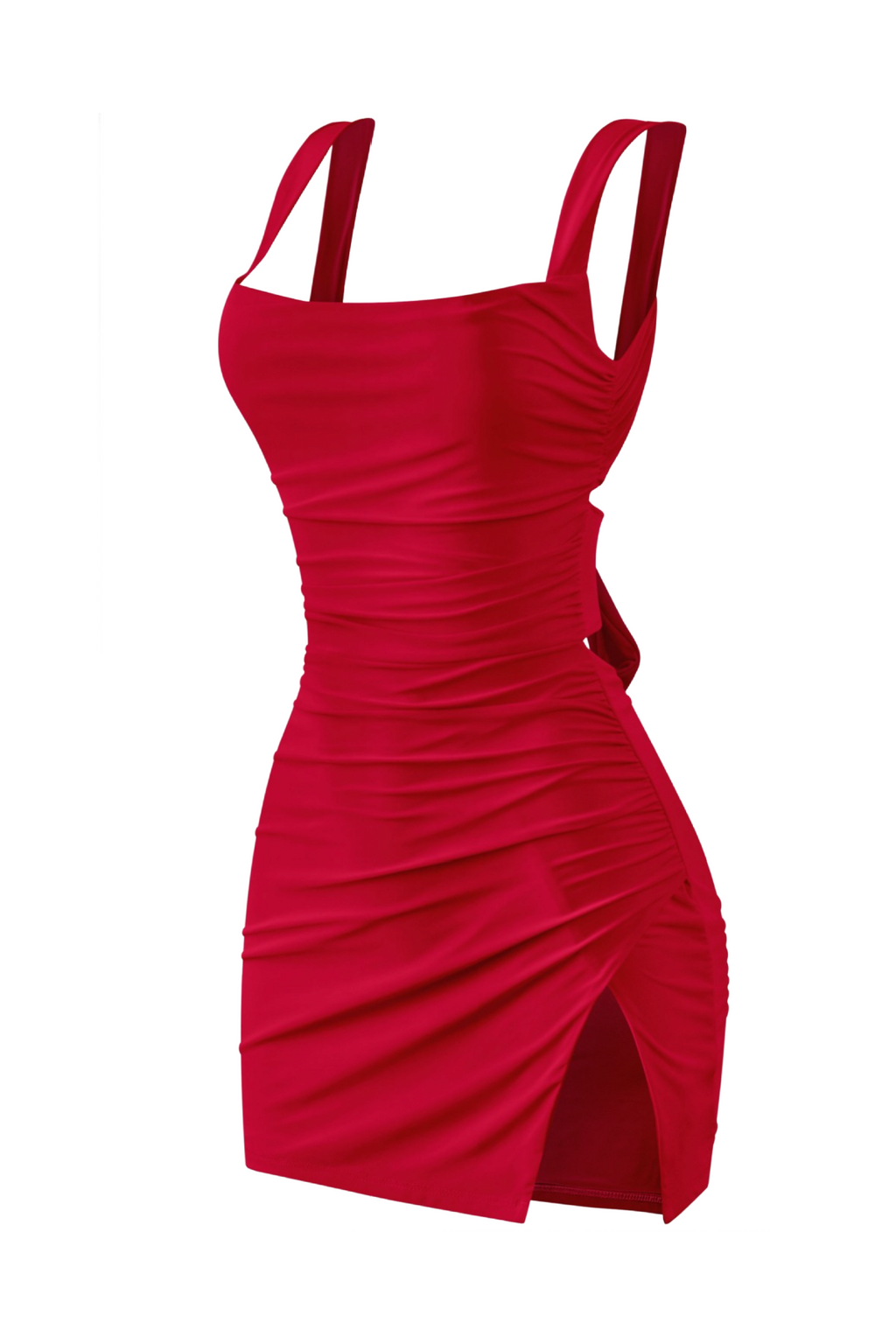 Dallas Side Slit Dress (Red)