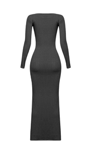 Kourtney L/S Ribbed Maxi Dress (Black)