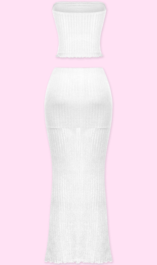 Parisa Maxi Skirt Set (White)