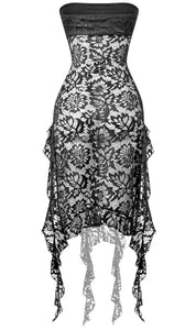 Rosalie Strapless Lace Midi Dress (Black)
