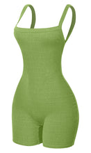 Load image into Gallery viewer, Ria Ribbed Open Back Romper (Pear Green)