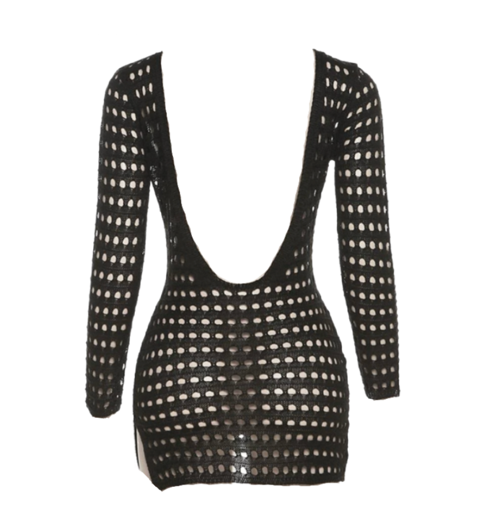 Punta Cana L/S Cover Up Dress (Black)