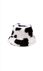 Moo Furry Bucket Hat (Black/White) #358