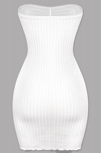 Keli Ribbed Tube Dress (White)