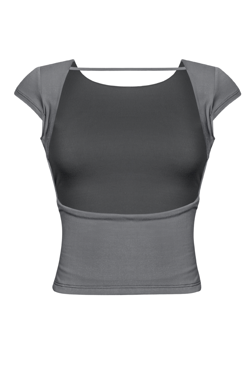Karina Open Back Basic Crop Top (Charcoal Grey)