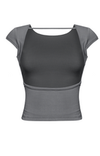Load image into Gallery viewer, Karina Open Back Basic Crop Top (Charcoal Grey)