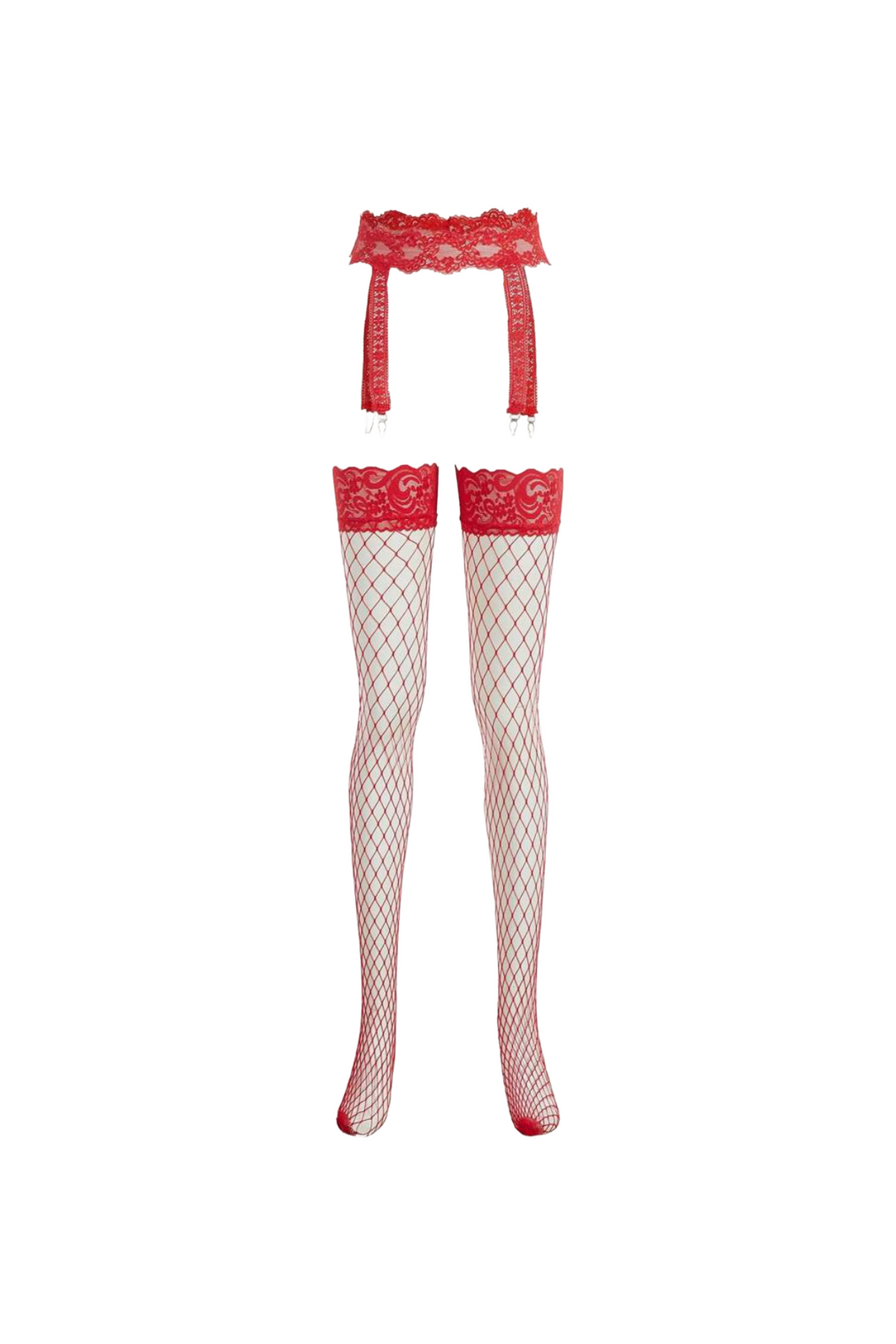 Kathy Lace Fishnet Set (Red)