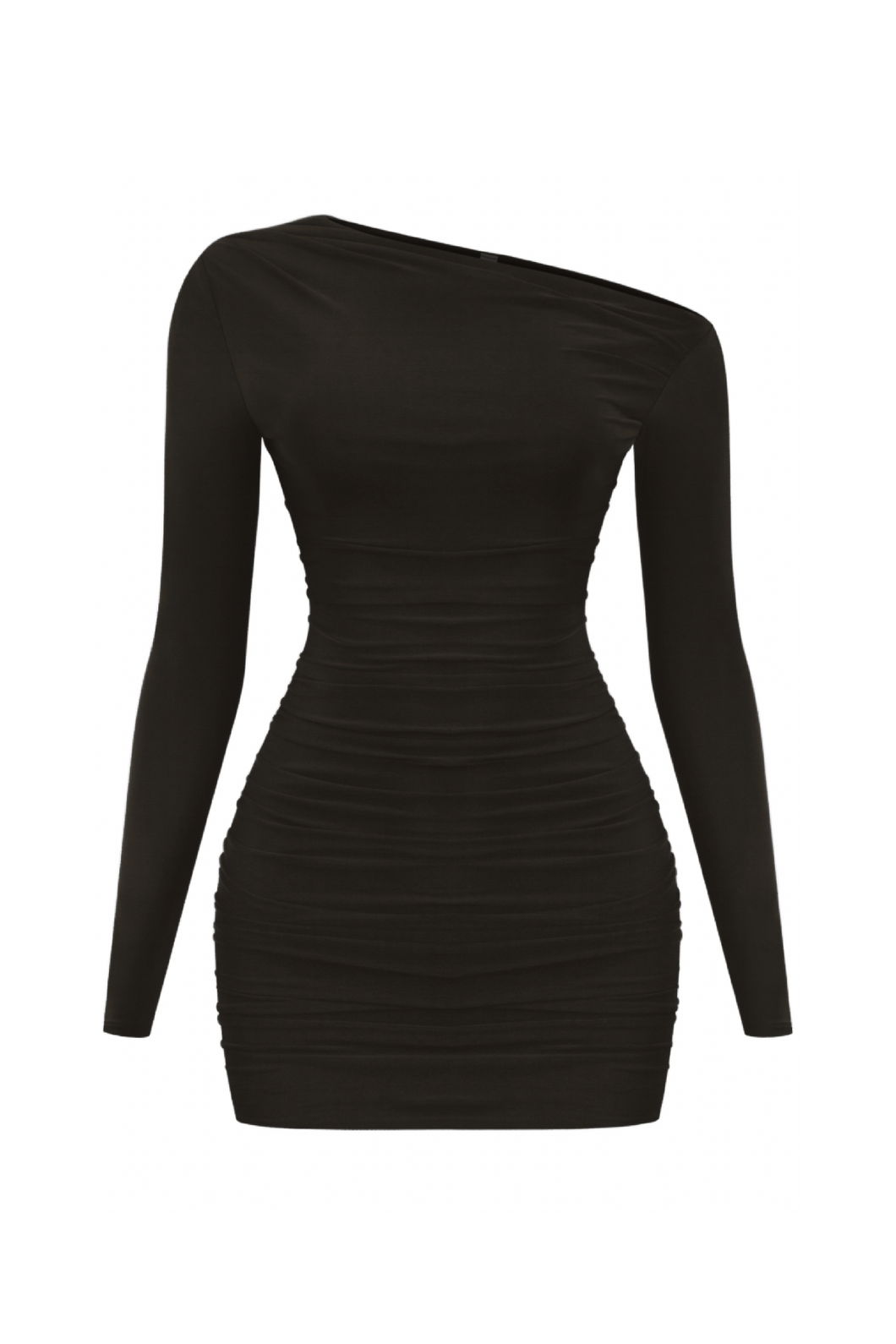 Ray Asymmetrical Long Sleeve Dress (Black)