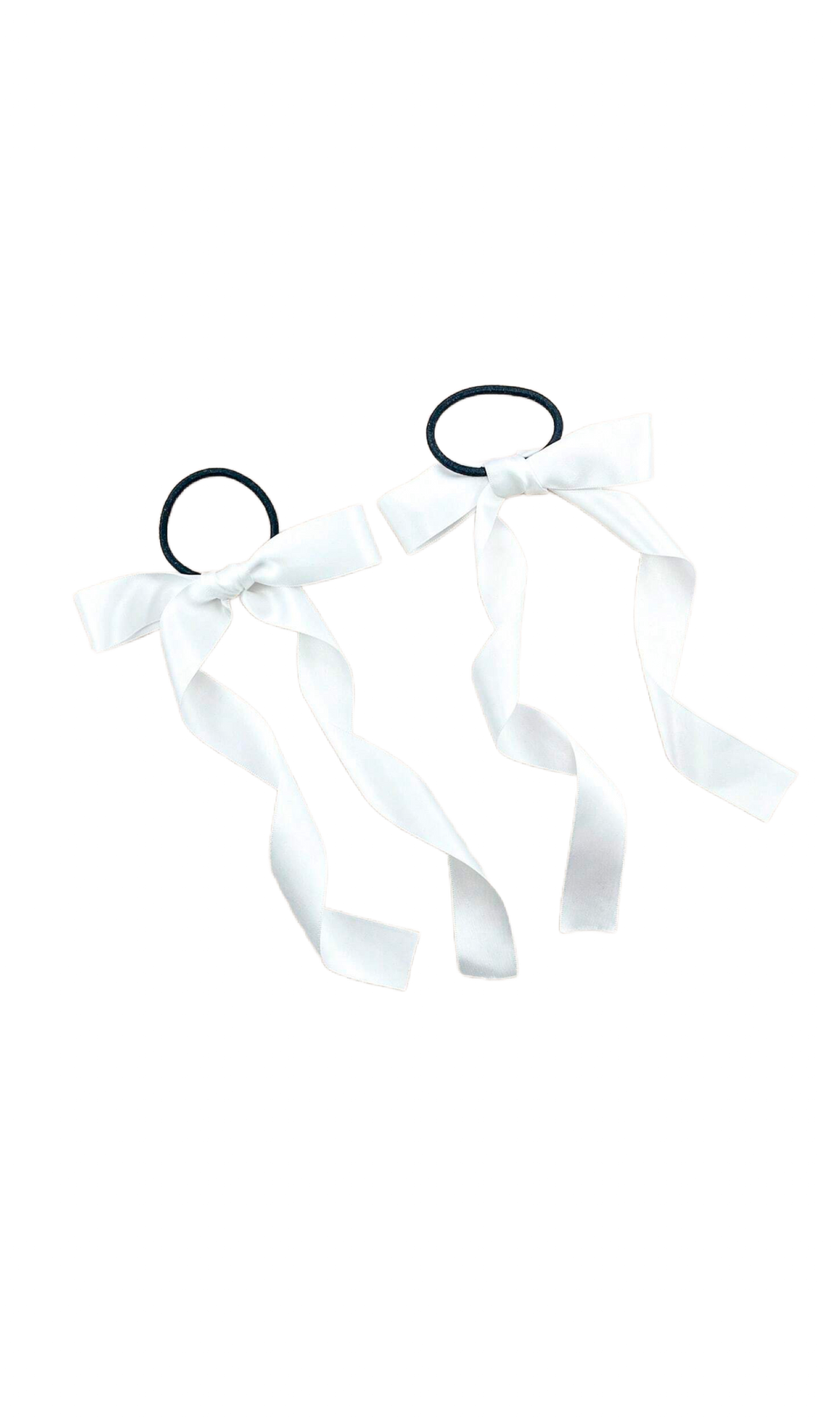 Dainty Bow Satin Hair Tie (White)