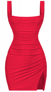 Dallas Side Slit Dress (Red)