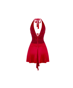 Myra Halter Mini Dress (Red)