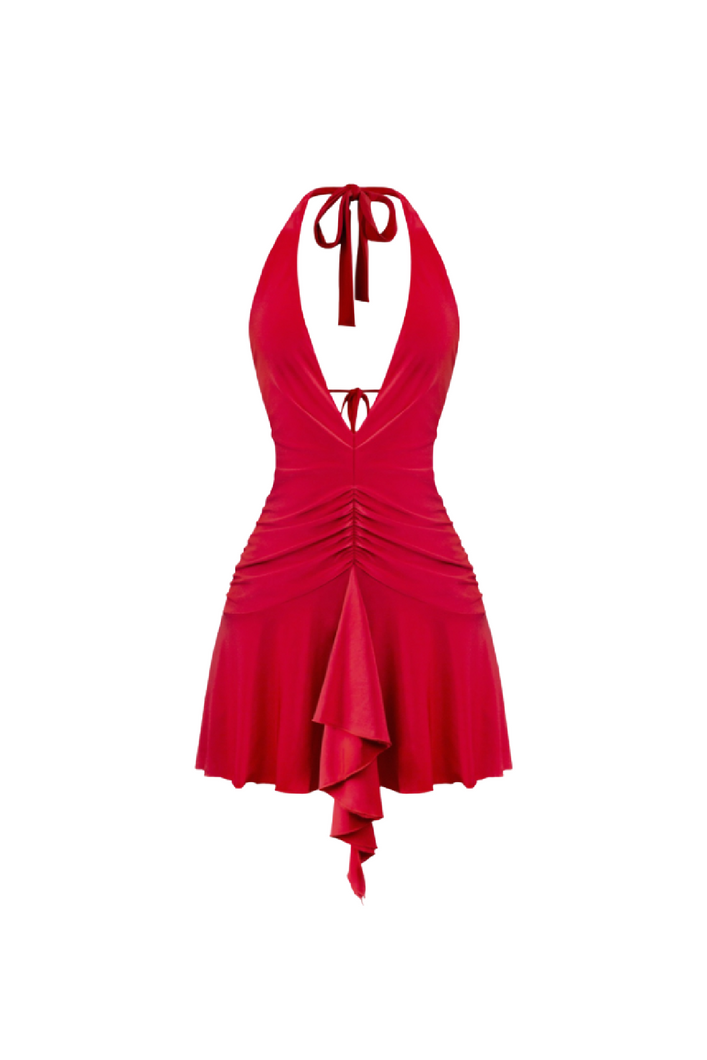 Myra Halter Mini Dress (Red)