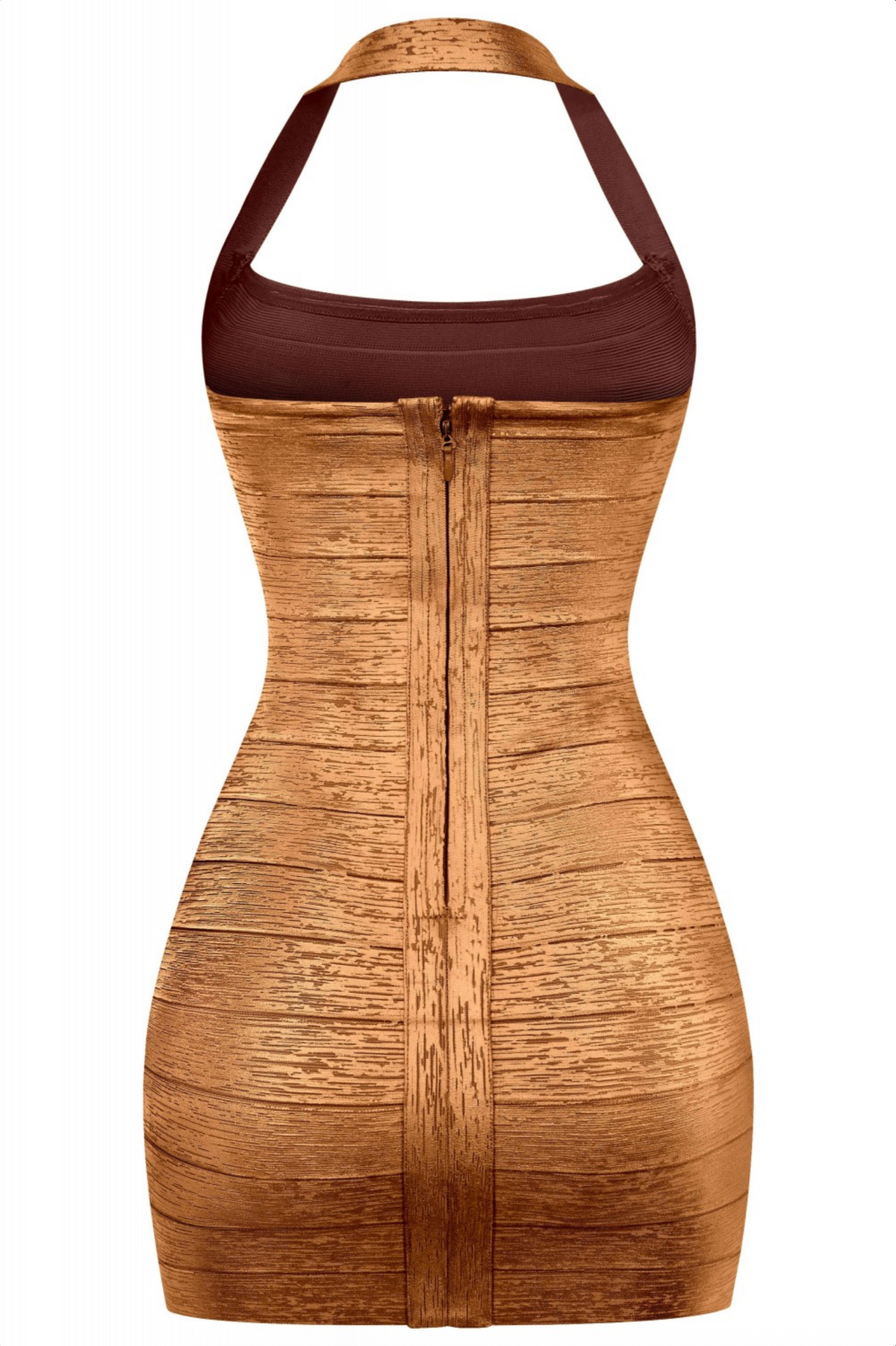 Cierra Metallic Bandage Dress (Bronze Brown)