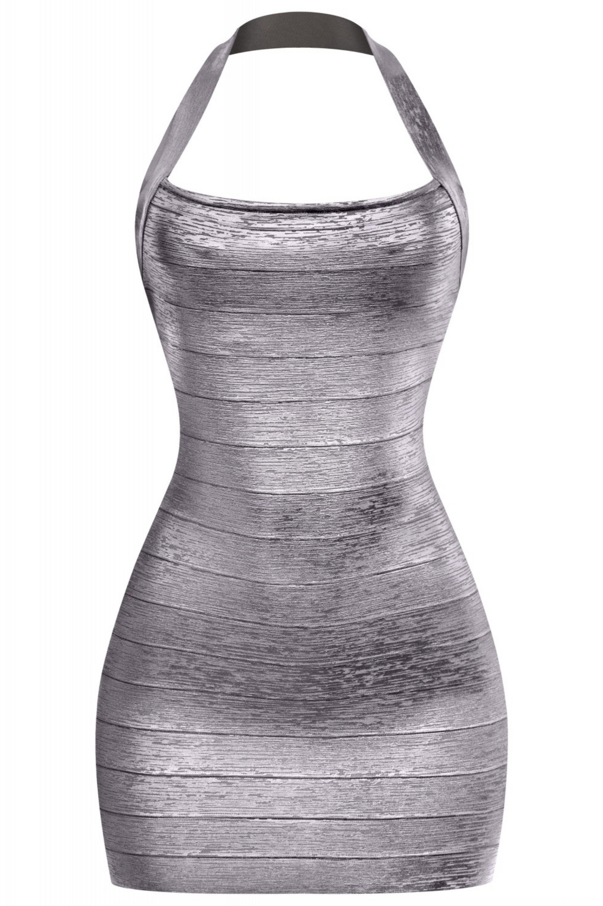 Cierra Metallic Bandage Dress (Charcoal Grey)