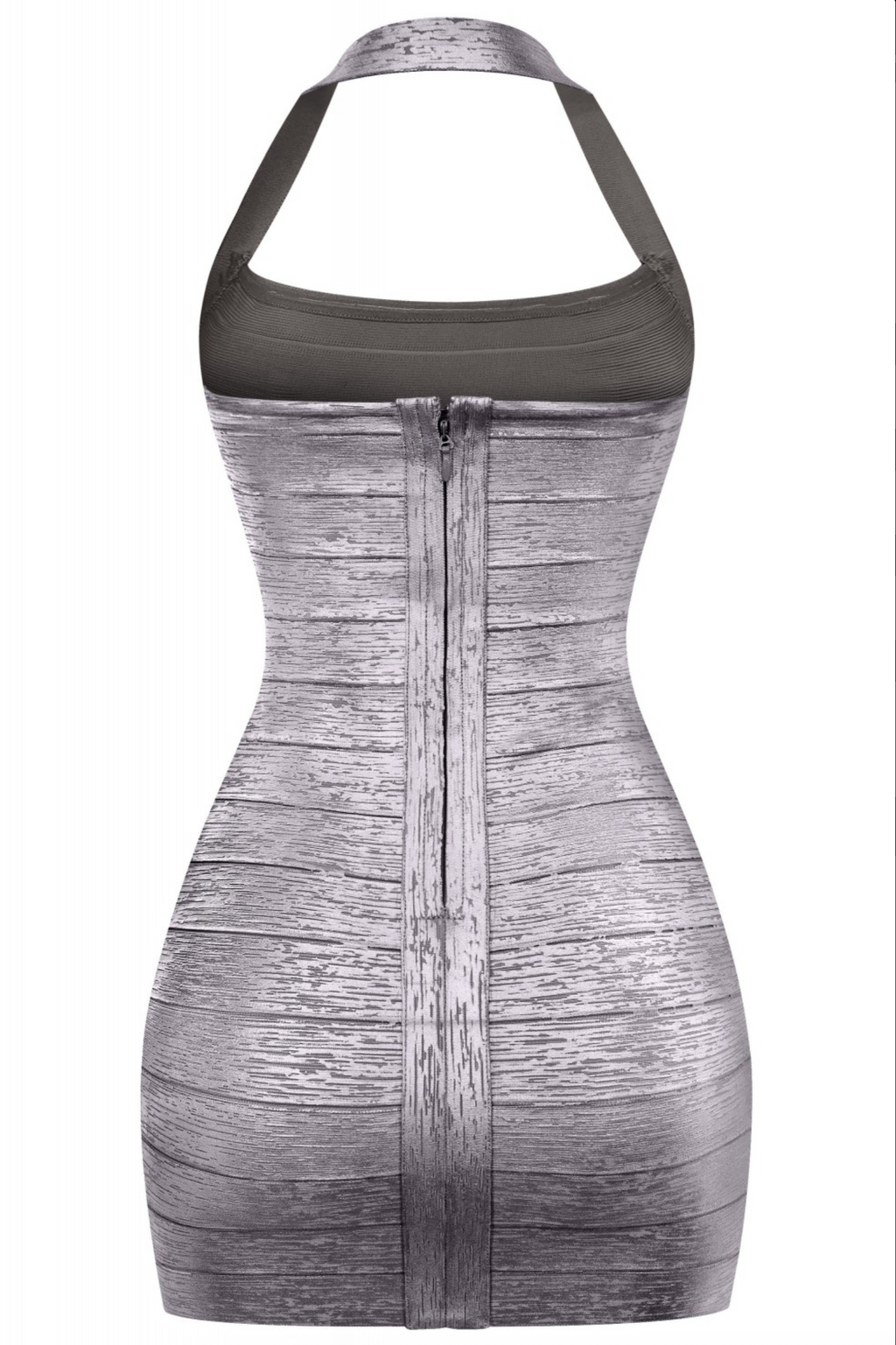 Cierra Metallic Bandage Dress (Charcoal Grey)