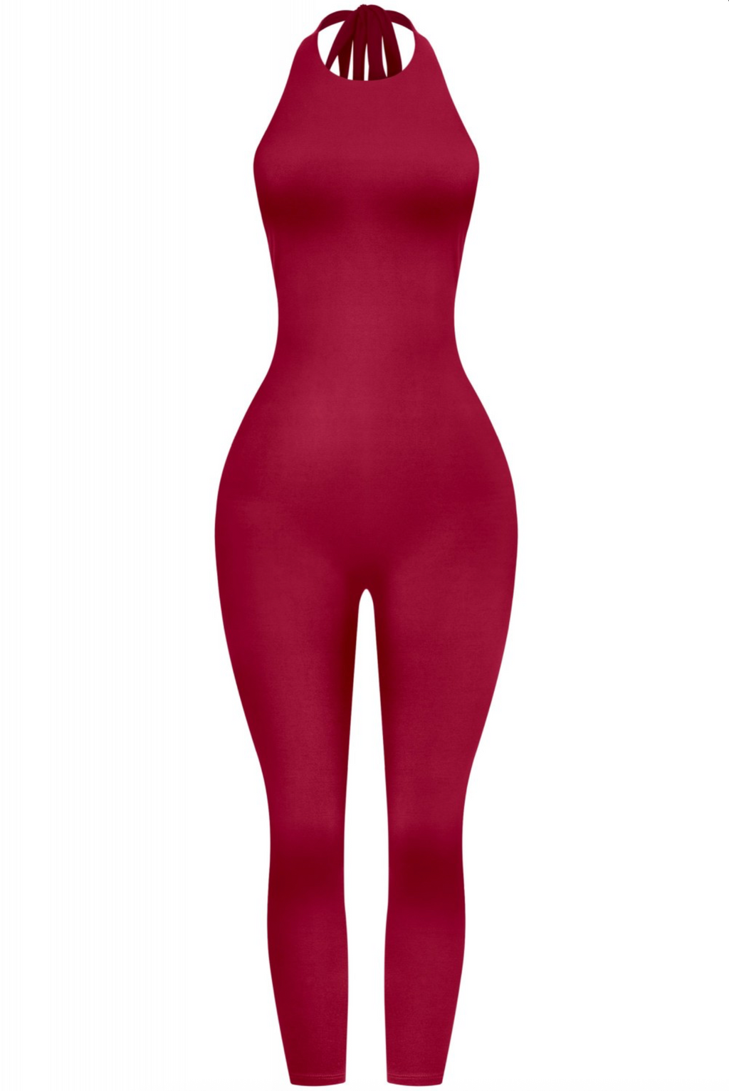 Yasmin Halter Jumpsuit (Burgundy Red)