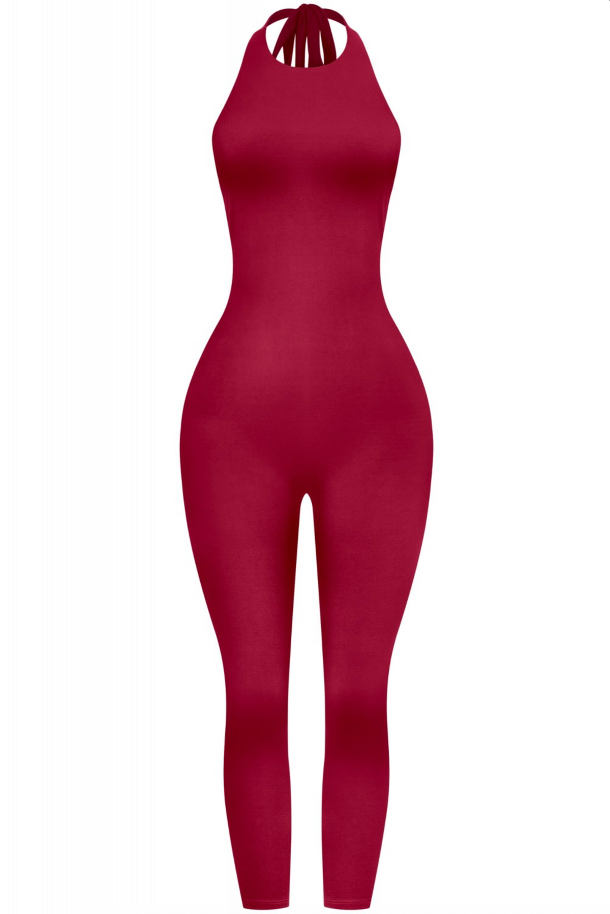 Yasmin Halter Jumpsuit (Burgundy Red)