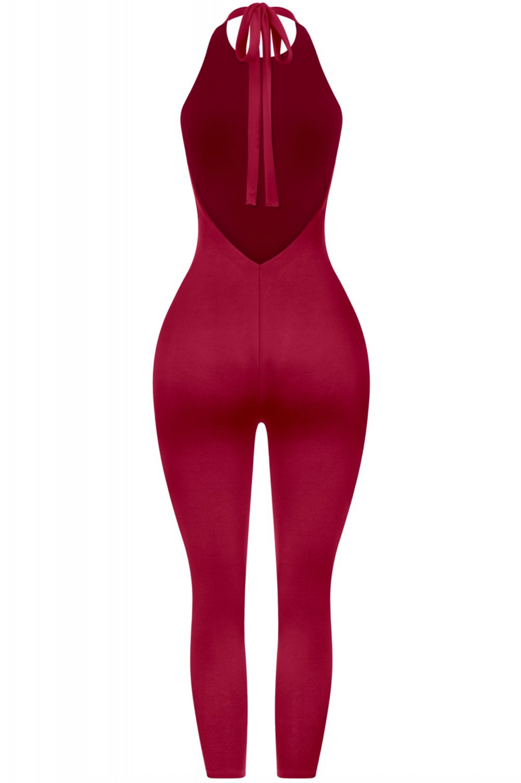 Yasmin Halter Jumpsuit (Burgundy Red)