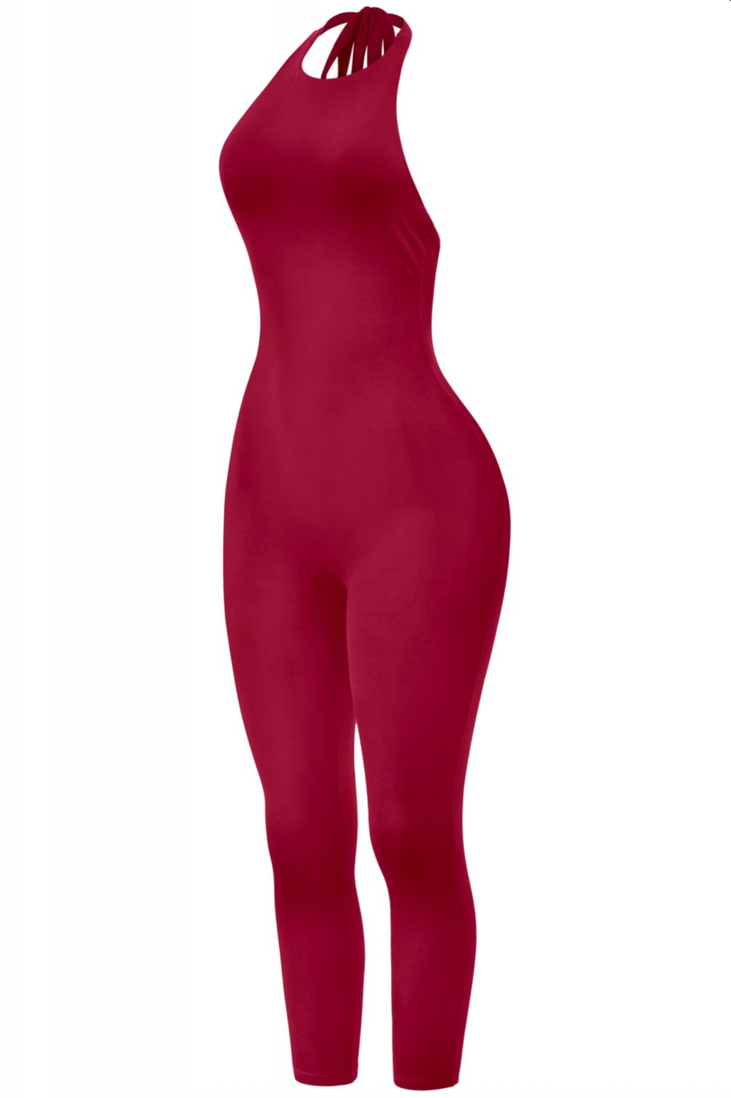 Yasmin Halter Jumpsuit (Burgundy Red)