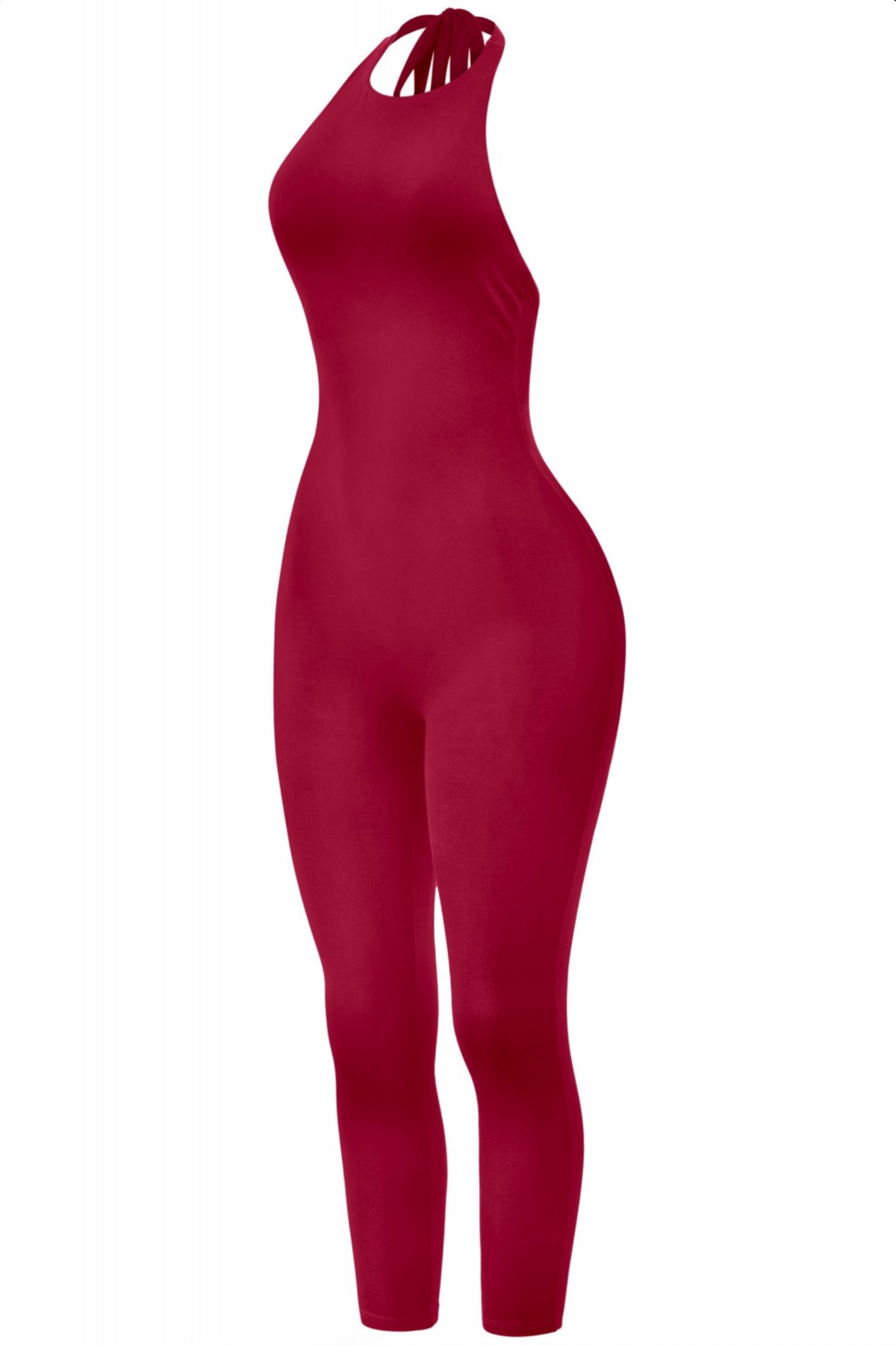 Yasmin Halter Jumpsuit (Burgundy Red)
