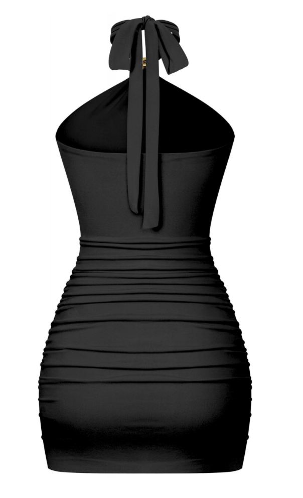 Katiana Halter Mini Dress (Black)