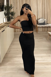 Parisa Maxi Skirt Set (Black)