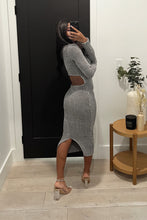 Load image into Gallery viewer, Arlet Open Back Sweater Maxi Dress (Grey Silver/Black)